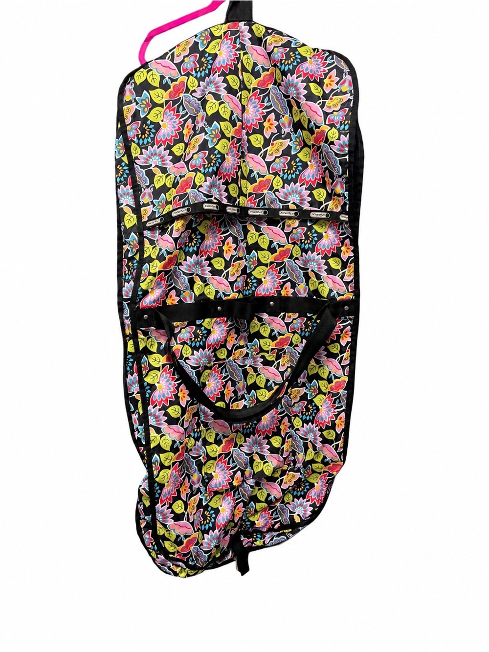 LeSportSac Floral Travel Hanging Garment Bag -Black with Multicolor Floral Print